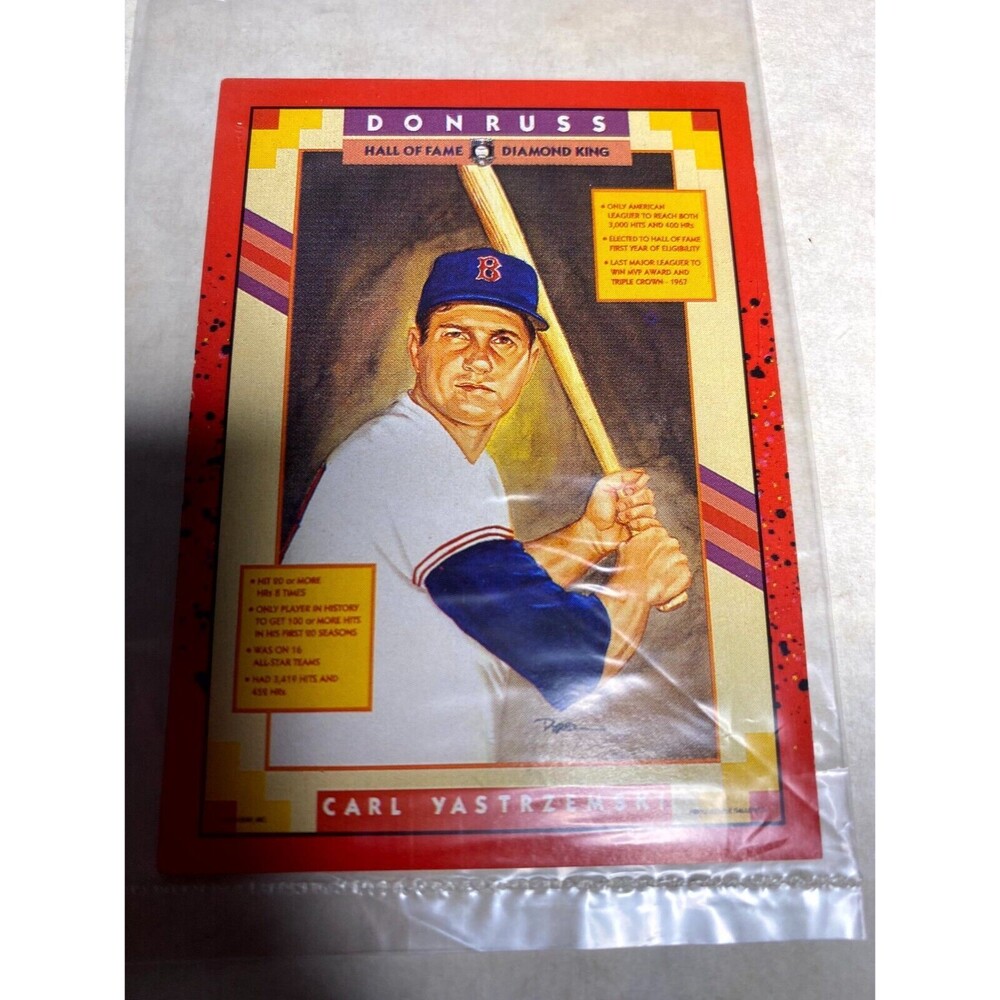 1989 Donruss #588 HOF Diamond King Carl Yastrzemski Error Card No (.) After INC